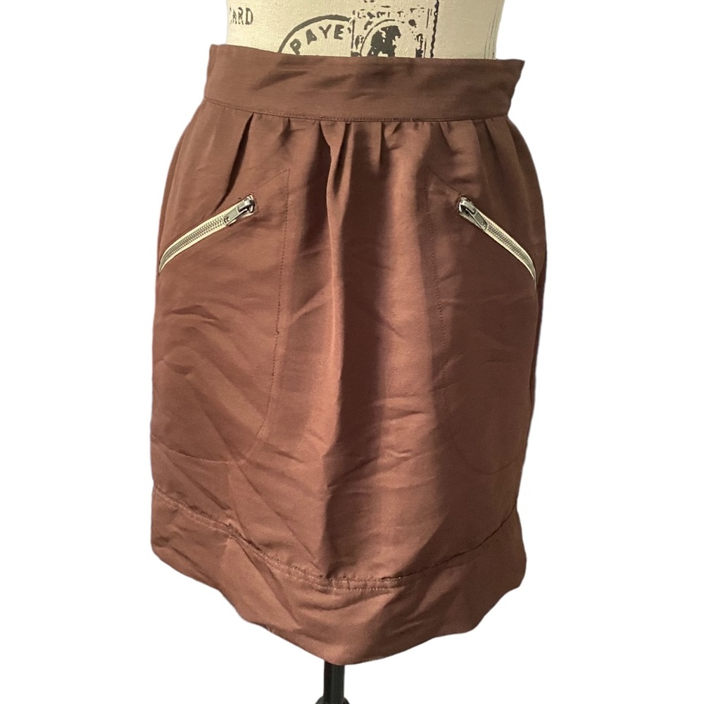 Walter Size 2 Skirt Brown A-Line Zipper Detail Office